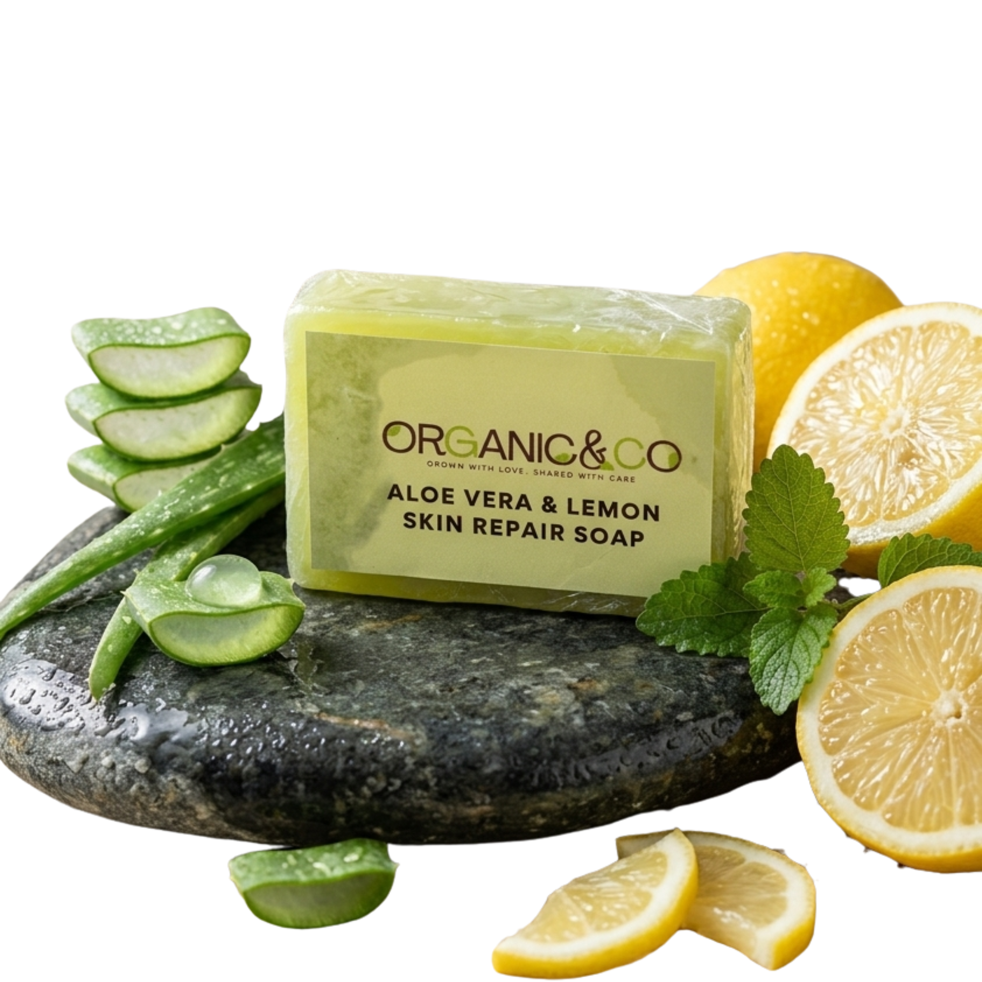Organic & Co Aloe Vera Lemon Skin Repair Soap - Brightening Soap Pakistan